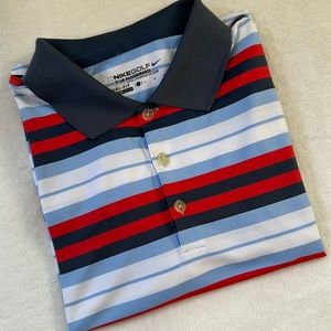 Nike Mens Golf Tour Performance Striped Short Sleeve Polo Size L